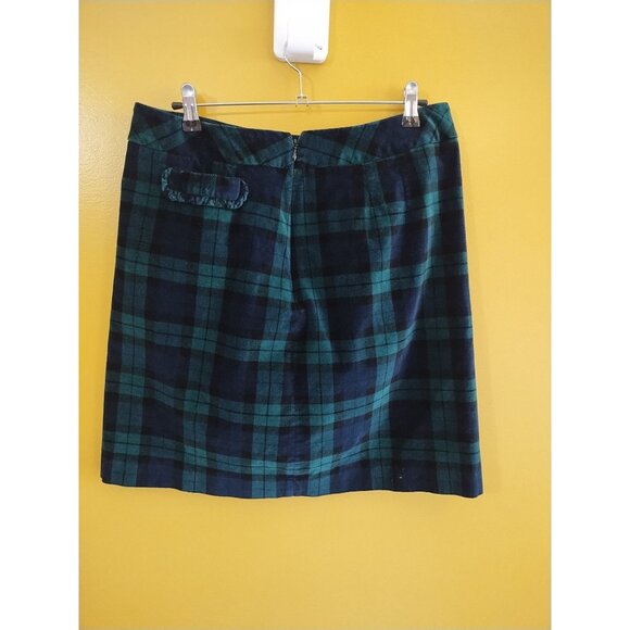 Talbots Blackwash Tartan Velvet Plaid Skirt Size 8 Preppy Classic Blue & Green - Picture 3 of 5